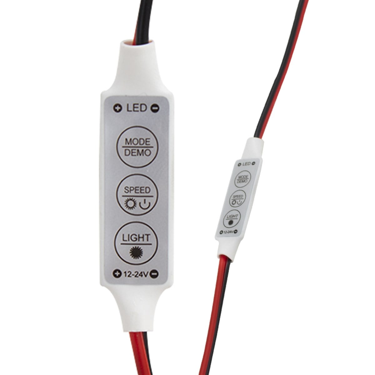 MİNİ ÜÇ TUŞLU TEK RENKLİ 12 VOLT - 24 VOLT LED KONTROL CİHAZI ( KIRMIZI- SİYAH KABLO)