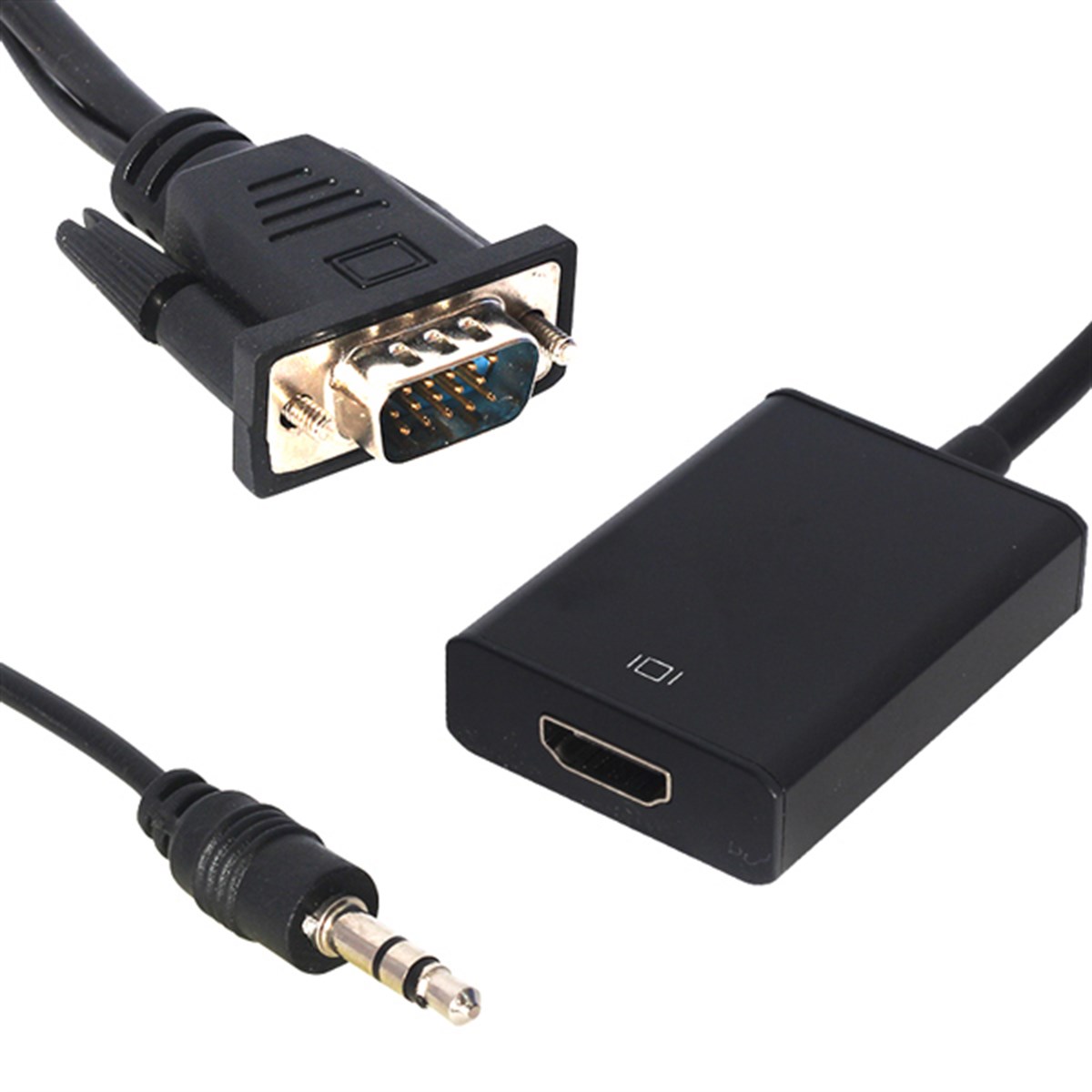 POWERMASTER PM-18637 VGA ERKEK TO HDMI DİŞİ SES GİRİŞLİ VGA TO HDMI DÖNÜŞTÜRÜCÜ KABLO