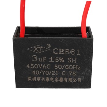 3 UF 450 V SİYAH KABLOLU KARE TİP KUTUPSUZ KONDANSATÖR