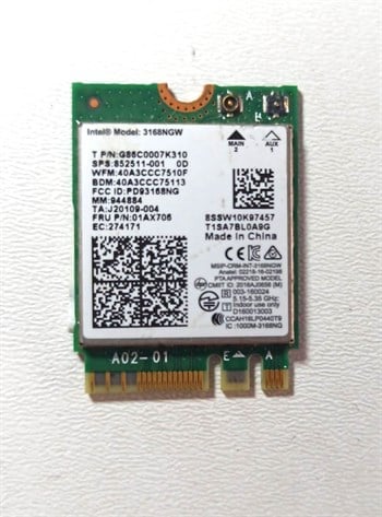 HP  Intel Dual Band Kablosuz AC 3168GW 802.11 AC 1x1 WiFi+ Bluetooth 4.2 863934-855/ STOK:Z-59
