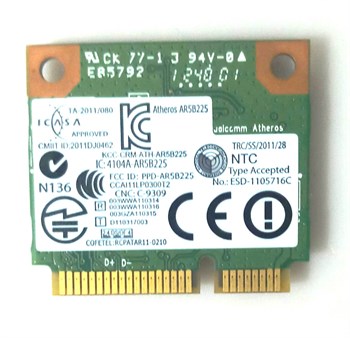 Dell Wireless DW1703 WLAN WiFi 802.11 b/g/n + Bluetooth BT4.0 + HS Half-Height Mini-PCI Express Card AR5B225 not for IBM/Lenovo/Thinkpad and HP stok-15