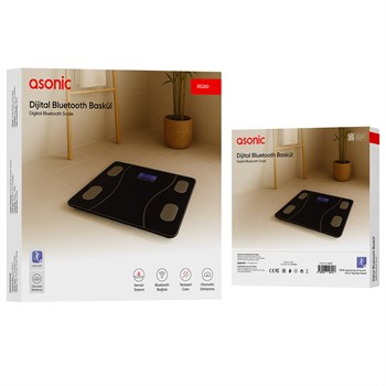 ASONIC BS260 260*260MM 2*AAA PİL HEDİYELİ SİYAH DİJİTAL BLUETOOTH BASKÜL