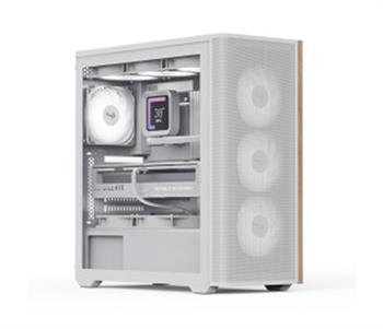 Aerocool AE D501A WH 4x12cm  Fanlı Ahşap Ön Panel Tempered Cam Yan ve Mesh Ön Panel, USB Type-C,ATX