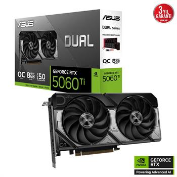 Asus Dual GeForce RTX 5060 Ti 8GB GDDR7 OC Edition 28 Gbps 128-bit DUAL-RTX5060TI-O8G Ekran Kartı