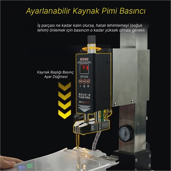 GLİTTER G350 PNÖMATİK PROFESYONEL OTOMATİK PİL PUNTALAMA KAYNAK MAKİNESİ KAYNAK BAŞLIĞI-KONTROL ÜNİTESİ 210X275X425MM