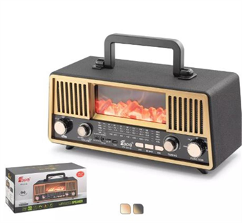 HADRON FP331S Bluetooth Nostaljik Hoparlör FM RGB Alev Efektli Solar Panelli - Siyah