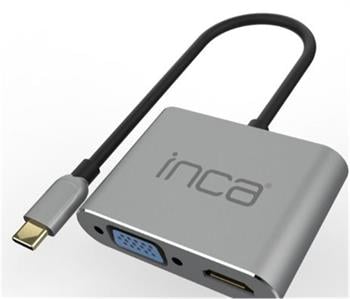 Inca ITPC-06TX USB C 4in1 – HDMI+VGA+USB+Güç Dağıtım Adap 4K@30Hz HDMI Çoklayıcı 100W PD Güçı