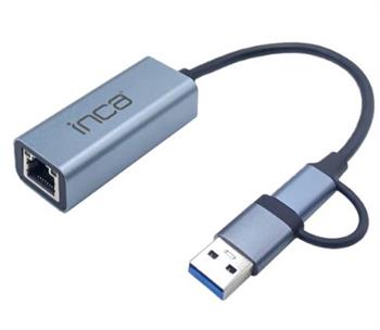 Inca IUTP-01TX Ethernet Adaptörü USB ve TYPE-Cye Bağlantı USB 3.0 ve TYPE-C 3.1 Alüminyum 1000Mbps
