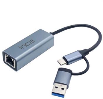 Inca IUTP-01TX Ethernet Adaptörü USB ve TYPE-Cye Bağlantı USB 3.0 ve TYPE-C 3.1 Alüminyum 1000Mbps