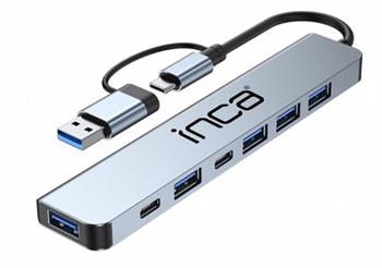 Inca IUTP-7T Usb+Type-c Girişli USB 3.0+4X USB 2.0 Type-C 5V 2X Type-C 100W Çoklayıcı