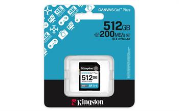 Kingston SDG4-512GB 512GB SDXC Canvas Go Plus Gen4 200MB-s C10 UHS-I U3 V30 Hafıza Kartı