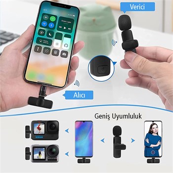 MAGICVOICE MV-24865 KABLOSUZ TYPE-C VLOGGER YAKA MİKROFONU (ANDROİD-GOPRO-OSMO ACTION-IPHONE-IPAD)