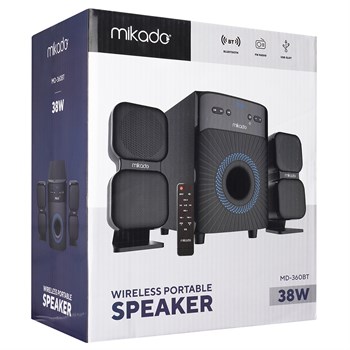 MIKADO MD-360BT 2+1 38 WATT BT/AUX/USB/FM/LED EKRAN 2+1 SPEAKER EV SİNEMA SİSTEMİ