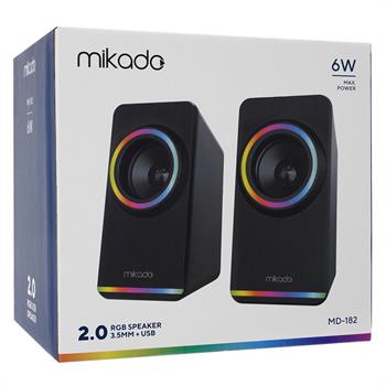Mikado MD-182 2.0 3W-2 Siyah RGB Aydınlatmalı USB + 3.5mm USB 5V Speaker Hoparlör