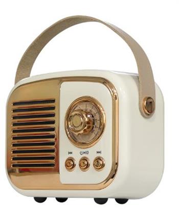 Mikado MD-24BT Echoes 3W 800mAh Beyaz Usb+TF Kart+Bluetooth Destekli Klasik Retro Müzik Kutusu