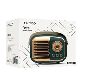 Mikado MD-24BT Echoes 3W 800mAh Yeşil Usb+TF Kart+Bluetooth Destekli Klasik Retro Müzik Kutusu