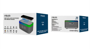 Mikado MD-W8 1200mAh 10W Gri BT,USB,Kablosuz Şarjlı RGB-Gece Lambası Özellikli Alarmlı Saat Speaker