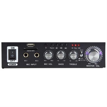 NOTEL NOT-306 2X20W 4-8 OHM USB/SD GİRİŞLİ BLUETOOTHLU 2 MİKROFON GİRİŞLİ TRAFOSUZ STEREO MİNİ ANFİ