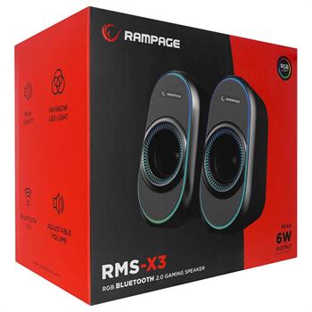 Rampage RMS-X3 2.0 6W Bluetooth Özellikli Siyah Multimedia RGB Işıklı Gaming USB Speaker