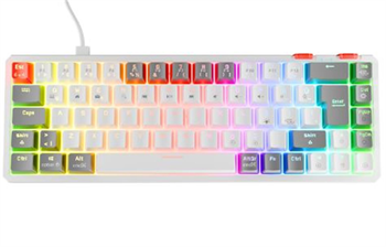 Rampage YORU MINI Beyaz-Gri Type-C Bağlantılı OUTEMU Red Swich Q Mekanik Gaming Oyuncu Klavye RGB