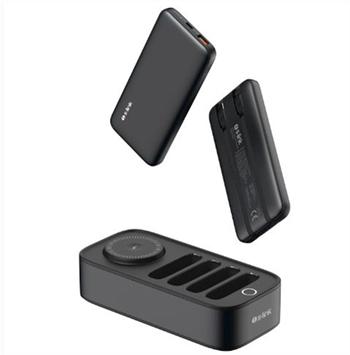 S-link IP-DS40 4 Adet 10000mAH Powerbank li  15W Kablosuz Şarj Siyah Taşınabilir Şarj İstasyonu