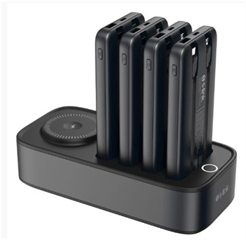 S-link IP-DS40 4 Adet 10000mAH Powerbank li  15W Kablosuz Şarj Siyah Taşınabilir Şarj İstasyonu
