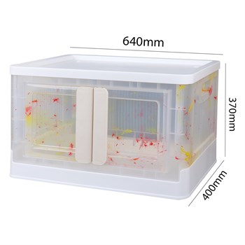 SUNUP SN-25883 40X64X37CM 72L KATLANABİLİR PLASTİK SAKLAMA KUTUSU RENKLİ KAPAKLI TEKERLEKLİ