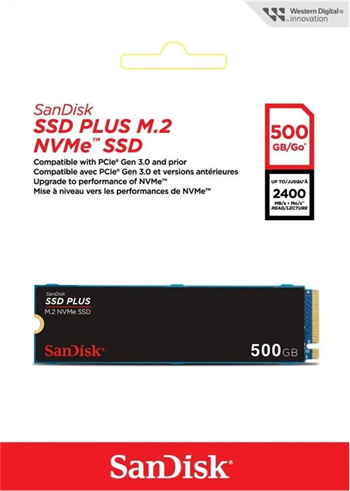 SanDisk 500GB SSD PLUS 2400MB-1500MB-s M.2 PCIe Gen 3.0 NVMe SSD SDSSDA3N-500G-G26
