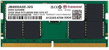 Transcend 32GB(1x32GB) 4800Mhz SODIMM CL40 DDR5 Notebook Ram (JM4800ASE-32G)