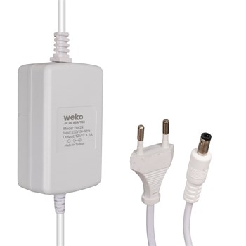 WEKO TOTTOLET 1200 12 VOLT - 3.2 AMPER 5.5*2.5 UÇLU YERLİ ÜRETİM PLASTİK KASA BEYAZ MASAÜSTÜ ADAPTÖR