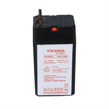 YOKOHAMA YH-40.3 4 VOLT - 0.3 AMPER KURU AKÜ (27 X 20 X 48 MM)