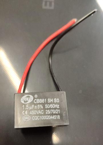 1.5 MF 450 V SİYAH KABLOLU KARE TİP KUTUPSUZ KONDANSATÖR