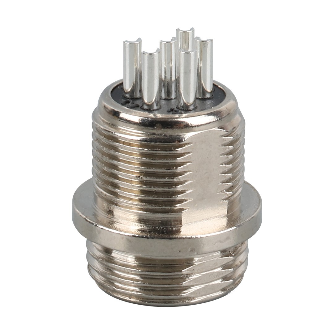 6 PİNLİ MINI MAYK FİŞ ERKEK ŞASE (M12 - 12MM)