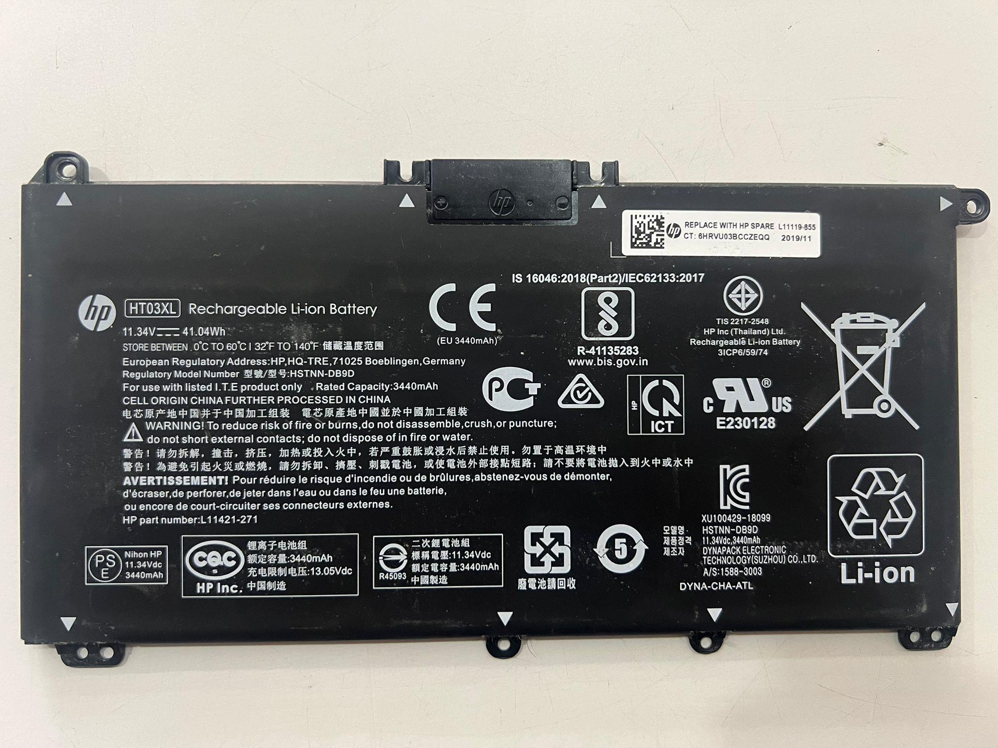 Batarya - PilHT03XL HP 15-db1066nt (8XE58EA) Notebook Bataryası Stok Z:91