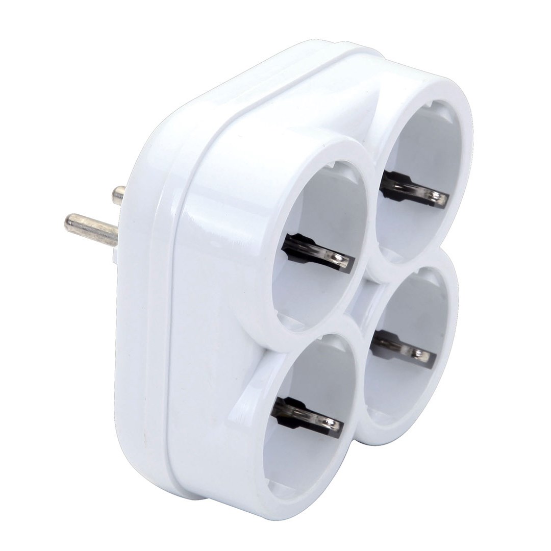 DE-PA 10004 TOPRAKLI 16 AMPER 250 VOLT BEYAZ 4LÜ ÇOK AMAÇLI GOLYAT PRİZ