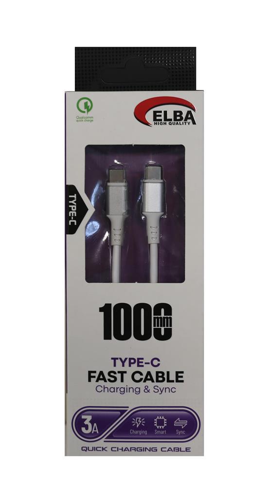 Elba Elb120-1 120w   Type-c To Type-c 1Mt Siyah Örgülü  Şarj Kablosu
