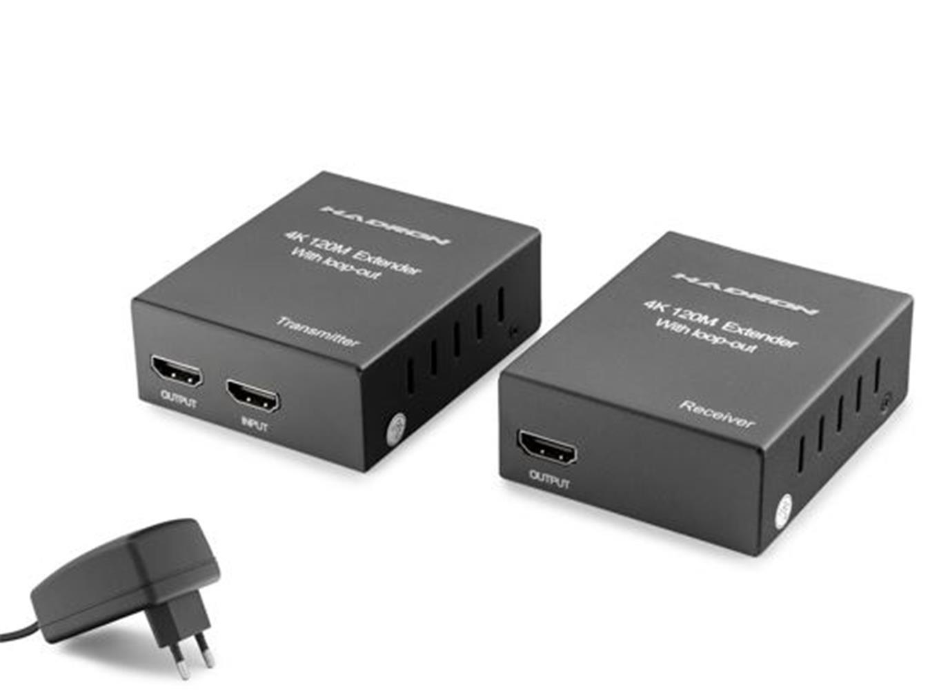 Hadron Hdx1368 120M Hdmi Extender Loop Out 4K  Siyah