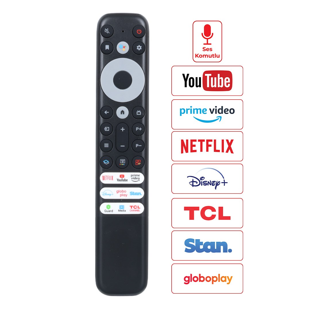 HUAYU KL TCL BT-C02  NETFLIX-YOUTUBE-PRIME VIDEO-DISNEY+ TUŞLU SES KOMUTLU LCD LED TV KUMANDA