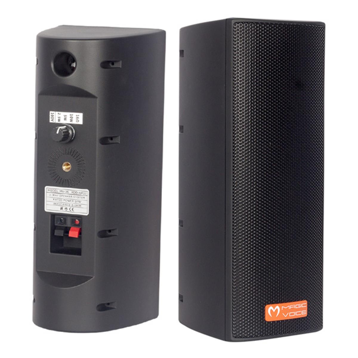 MAGICVOICE MV-26 2*7.5 CM 50 WATT 2Lİ TAKIM SİYAH TRAFOLU SÜTUN HOPARLÖR
