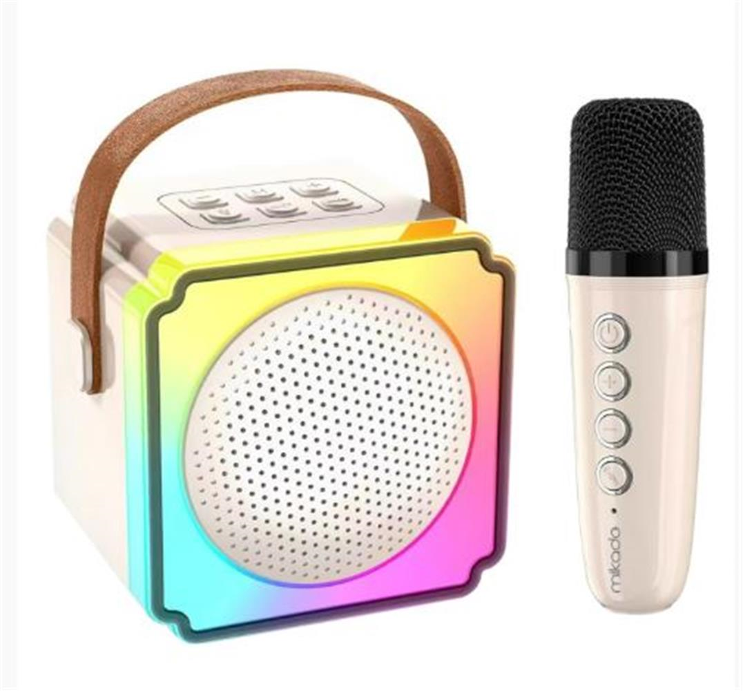 Mikado MD-61BT Krem USB+Bluetooth Destekli Wireless Karaoke Mikrofonlu 1200mAh Taşınabilir Speaker