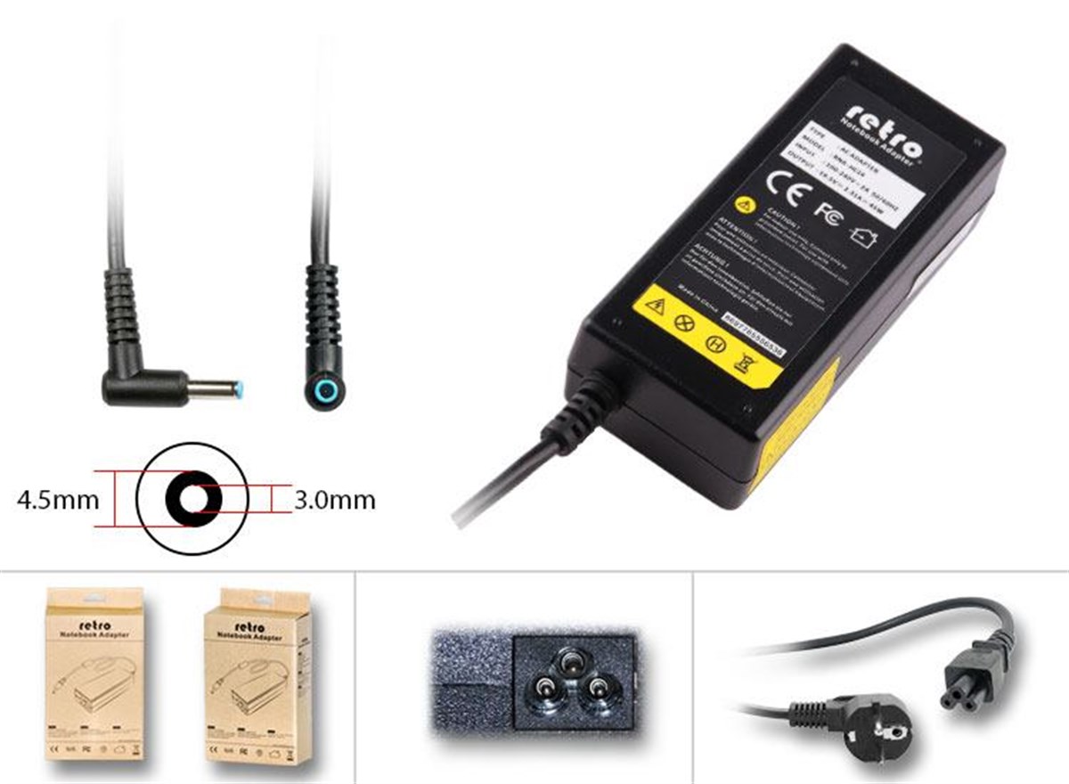 RETRO Hp Compaq 45W Pinli U� 4.5mm Notebook Ultrabook Adapt�r RNA-HC14