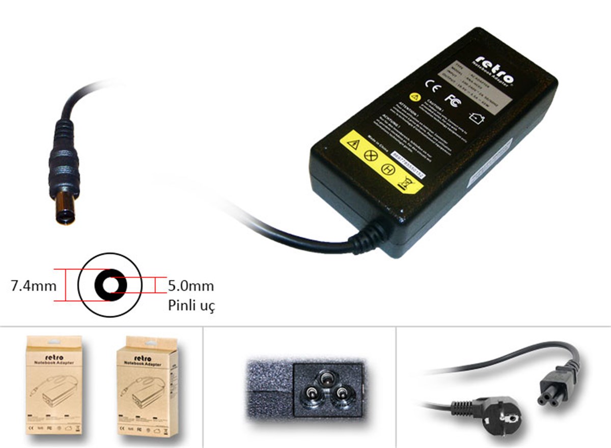 RETRO Hp Compaq 65W Pinli U� Notebook Adapt�r RNA-HC02