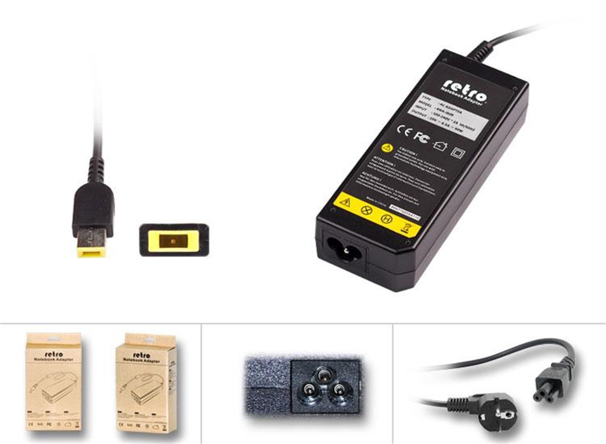 RETRO Lenovo 90W Dikd�rtgen Pinli U� (Usb Tip) Notebook Adapt�r RNA-IB08