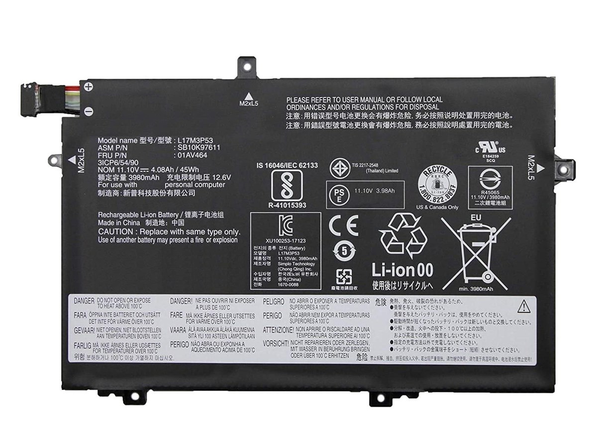 RETRO Lenovo ThinkPad L480, L580, 01AV464, L17M3P53 Notebook Bataryas�