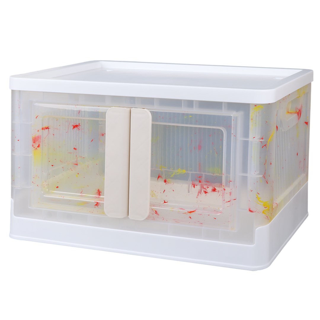 SUNUP SN-25883 40X64X37CM 72L KATLANABİLİR PLASTİK SAKLAMA KUTUSU RENKLİ KAPAKLI TEKERLEKLİ