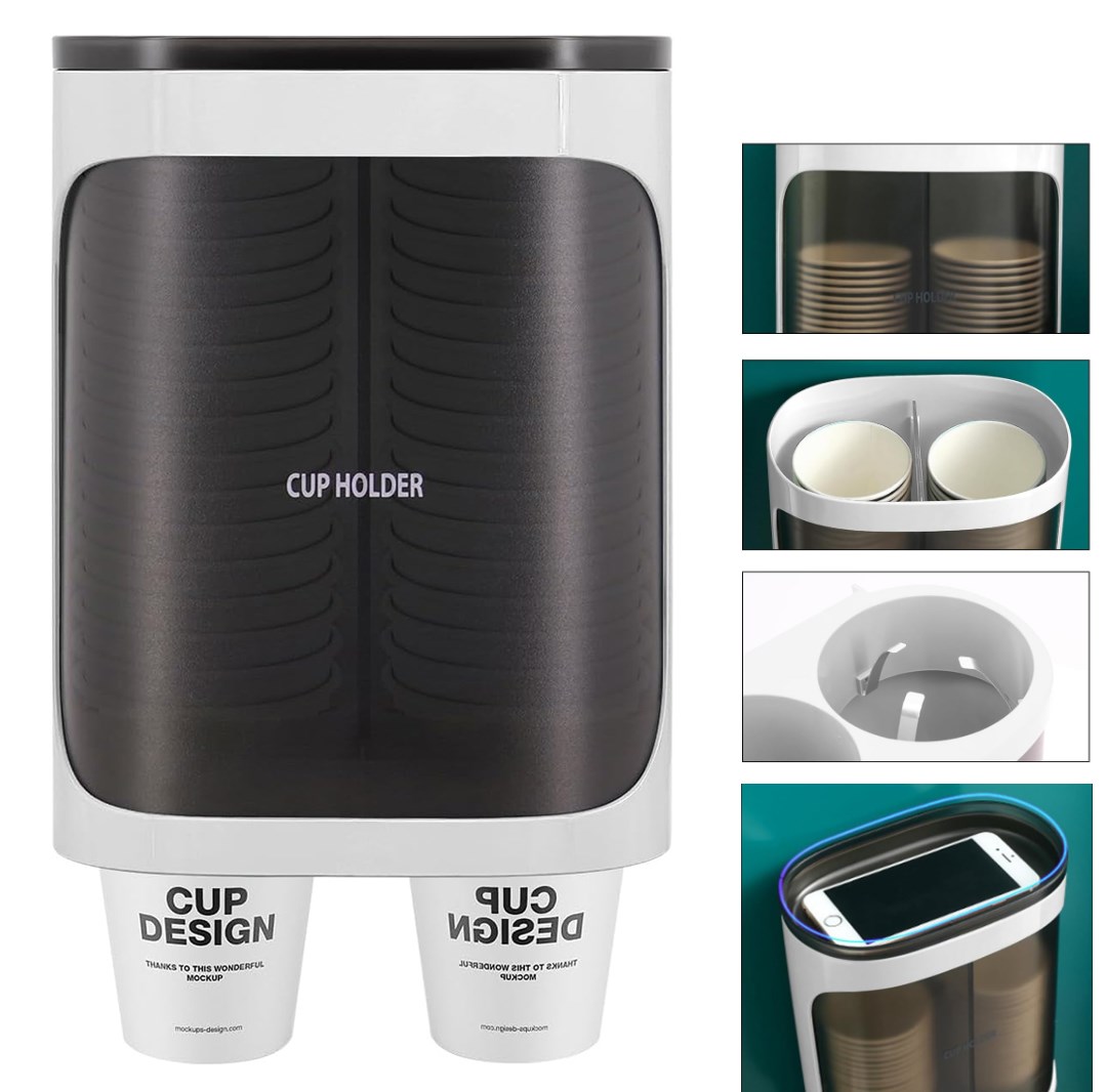 SUNUP SN-27108 KENDİNDEN YAPIŞKANLI ÇİFTLİ PLASTİK - KARTON BARDAK DİSPENSERİ
