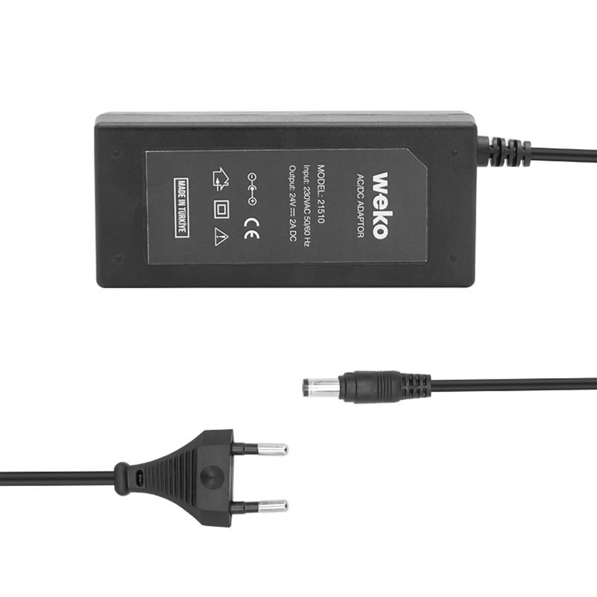 WEKO 24 VOLT - 2 AMPER PLASTİK KASA MASAÜSTÜ ADAPTÖR 5.5 X 2.5 UÇ YERLİ ÜRETİM