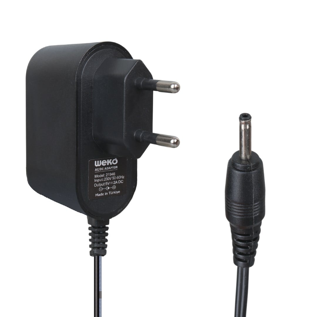 WEKO 5 VOLT - 2 AMPER 2.5*0.7 İNCE UÇ YERLİ ÜRETİM PRİZ TİPİ TABLET PC ADAPTÖRÜ