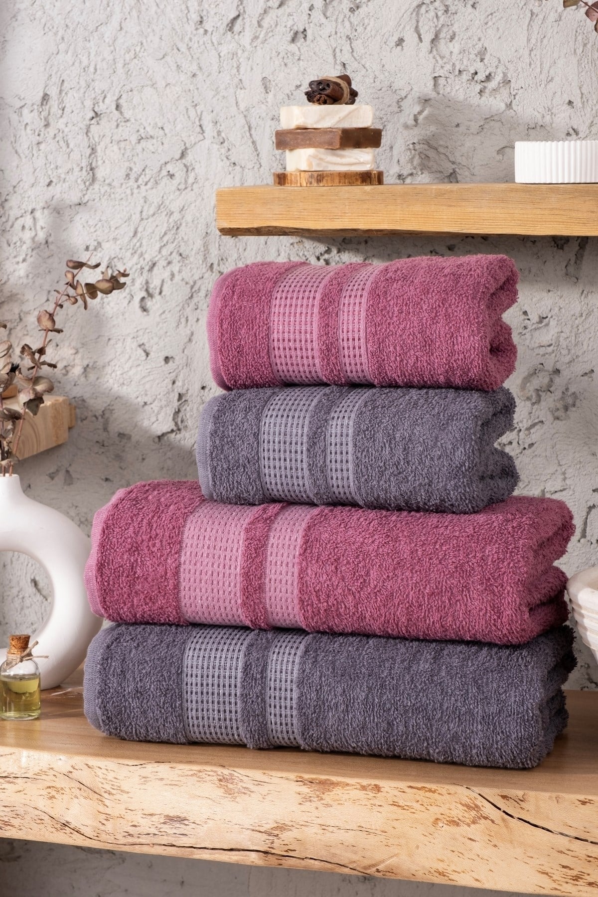 Carven Yusyumuşak 4'lü Banyo Havlu Seti Hamam Takımı Çeyiz Seti
