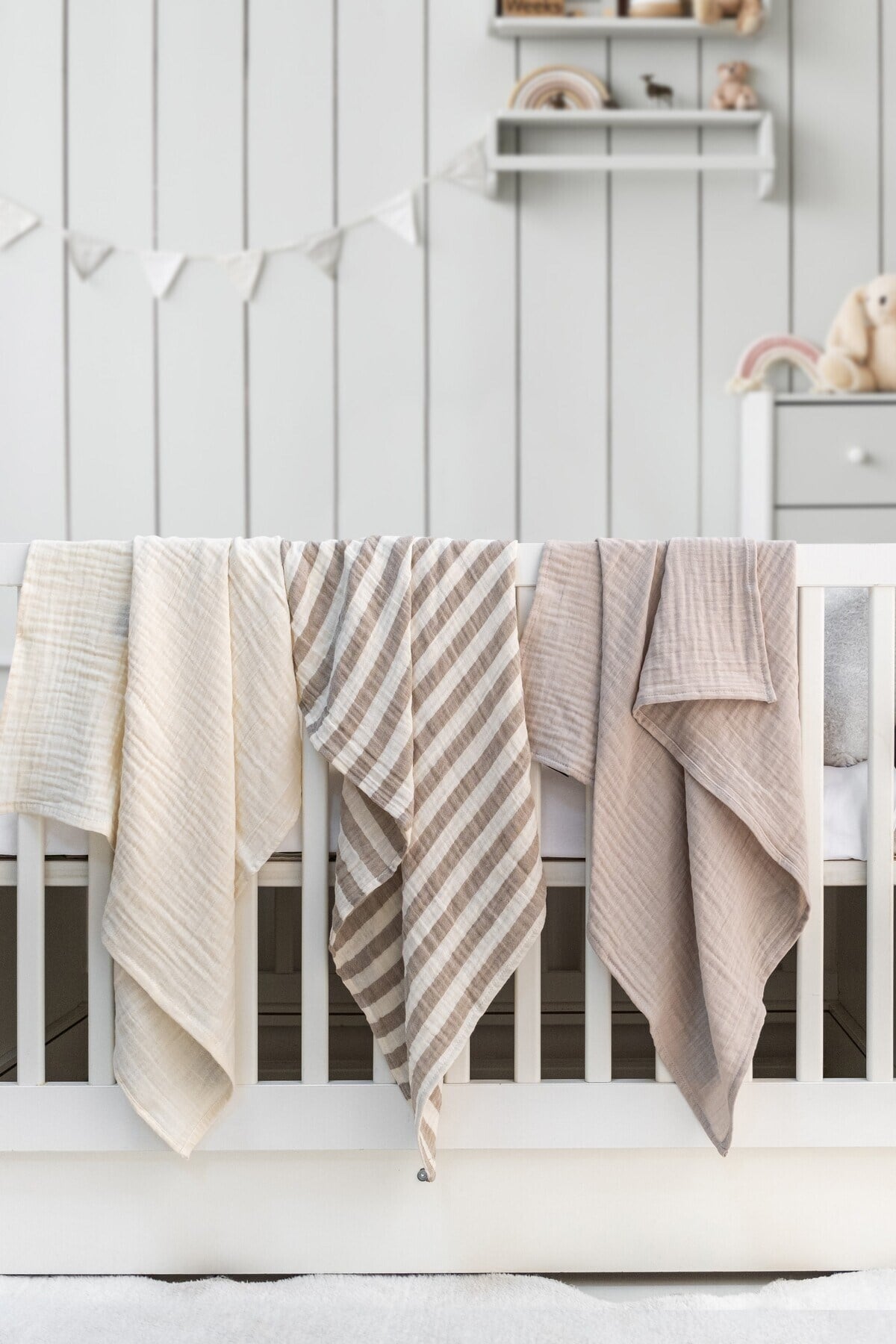 Müslin Örtü & Battaniye 3'lü Set %100 Pamuk Oeko-teks Sertifikalı 80X80 Cm